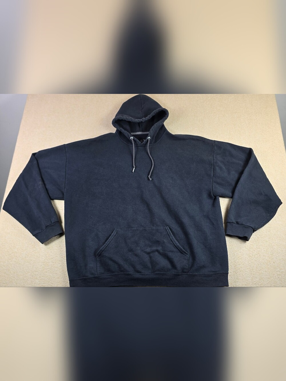 Fruit of the Loom Hoodie 2XL Black Grunge Streetwear Distressed Pullover